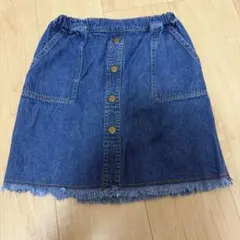 キッズ デニムスカート フリンジ ボタン留め 130cmのサムネイル