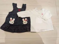 ベビー80　女の子　ミキハウス　デニムワンピース　長袖ブラウスのサムネイル