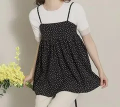 ITS'DEMO 【肩ひも長さ調節可】サッカードットキャミソール