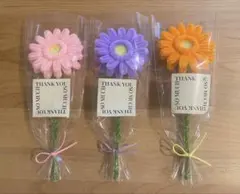 モールフラワー＊ガーベラブーケ＊枯れない花束＊3本＊ピンク紫オレンジ＊誕プレ推色