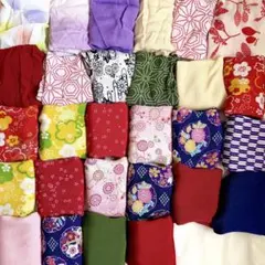 ちりめん生地のカラフルな布 ハギレ ちりめん端切れ 和柄 花柄