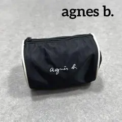 agnes b. アニエスベー ナイロン 円筒型 ミニポーチ 小物入れ ブラック