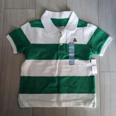Gap 緑と白のストライプ ポロシャツ 100cm