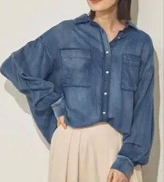 数量限定SALE】シアーデニム袖リブシャツ／インディゴブルー - メルカリ
