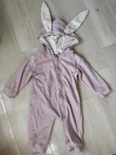 ウサギ耳付きフード ピンクロンパース　ハロウィン