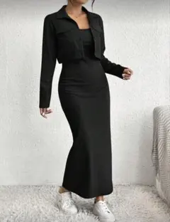 【完売品】SHEIN Essnce レディース コート＋キャミワンピース セット