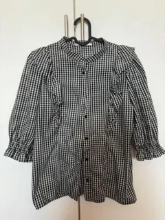 ギンガムチェックフリルシャツ