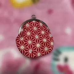 昭和レトロ☆赤い花柄のがま口