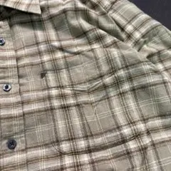 8BS1 DUNLOチェック柄シャツ　ベージュ　長袖　L グランパコア　古着のサムネイル