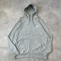 NIKE ナイキ ジップパーカー 古着 ロゴ 刺繍 2XL グレー 17966
