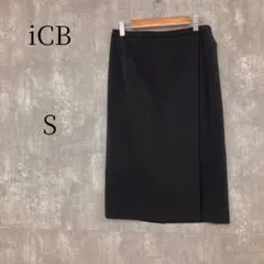 iCB オンワード樫山 ラップ風タイトスカート 黒 4 S M ビジネス 美脚のサムネイル