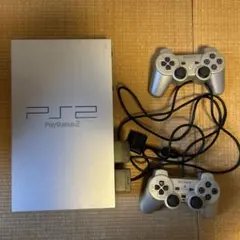 PlayStation 2 本体 シルバー コントローラー2個付き