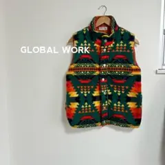 GLOBAL WORK 幾何学模様 ダウンベスト