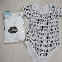 ベビー　半袖ロンパース　肌着　３枚セット　90　黒　白