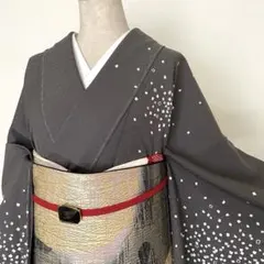 LULU89 着物 付け下げ 袷 古都調 灰色 楽天市場】【新古品】 訪問着 着物 正絹 袷 ライトグレー 黒 桜