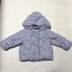プティマイン 刺繍 中綿ジャケット 90cm ブルーグレー
