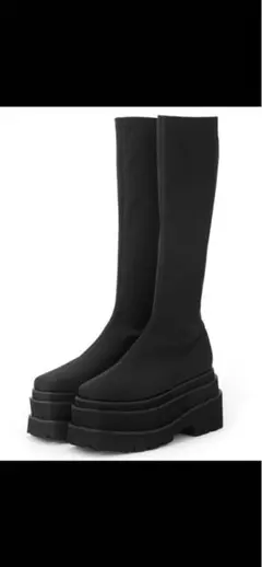 【美品】ストレッチフラット厚底ロングブーツ gd1586 GRL グレイル