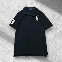【美品】ポロラルフローレン ポロシャツ 黒 半袖 ロゴ刺繍 ビッグポニー XL