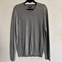 【UNIQLO】エクストラファインメリノVネックセーター（長袖）グレー