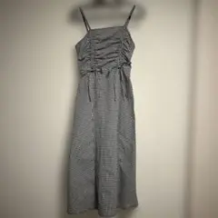 チェックリボンキャミワンピース　M