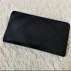 バーバリー 長財布 スモークドチェック ラウンドファスナー　廃盤　美品　メンズ