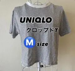 UNIQLO クロップドT Mサイズ 白黒ストライプ