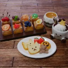 【030】ミニチュアスイーツ　デニッシュ&パンセット　ミニチュアフード