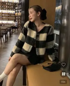 nugu チェッククロップドジャケット