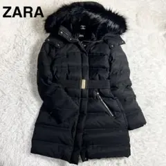 美品 ZARA 3way パフジャケット ベルテッド ダウンコート 黒 S