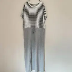 【美品】Richeglamour 半袖ロングワンピース ウエスト紐付き Mのサムネイル