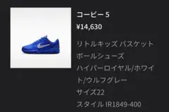 NIKE コービー 5 リトルキッズ バスケットボールシューズ 22センチ