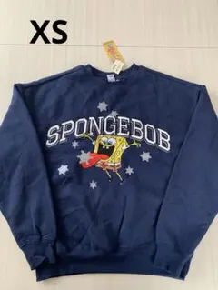 スポンジボブ　スウェット　裏起毛　トレーナー　刺繍　XS 長袖