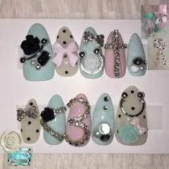 No.40 ネイルチップ ウィッシュコア y2k ドット バラ 十字架