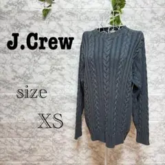 【p42】J.Crew ブルーグレー ケーブルニットセーター XS 長袖　訳ありのサムネイル