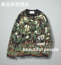 GU and beautiful people グラフィックニットプルオーバーL