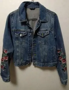 INGNI 刺繍デニムジャケット 青 ショート丈 ヴィンテージ