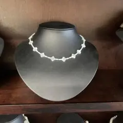 新品白蝶貝クローバー&白珊瑚&ターコイズ首飾りネックレス、チョーカー