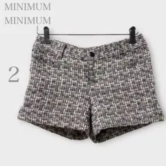 ミニマムミニマム　ツイードショートパンツ　ブラック　ホワイト　M　ウール混