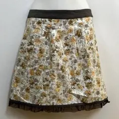 アプワイザーリッシェ フラワープリント総スパンコールスカート ミニスカート