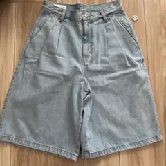 ZARA プリーツ入りリラックスフィットデニムバミューダパンツ　ジョーツ