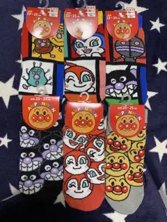 【〜25cm】 アンパンマン&バイキンマン&ドキンちゃんメイン　靴下6足セット！