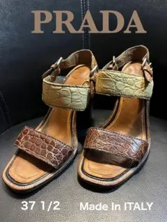 PRADA レザーサンダル クロコ型押し 37 1/2 25cm相当のサムネイル