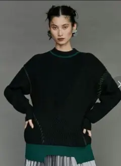 美品　UN3D. 　37000円 　ステッチデザインニットトップ　サイズ36