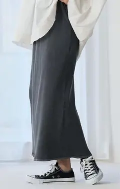 coen ピグメント リブ イージーナロースカート　ブラック