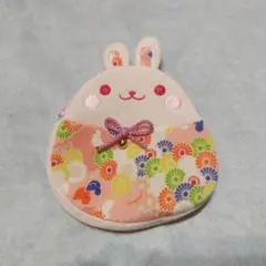 うさぎ コインケース 和柄 ピンク ポーチ 鈴付き 汚れあり