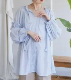 美品♪デプレ コットン ブラウス チュニック ベスト レイヤード 長袖 M 
