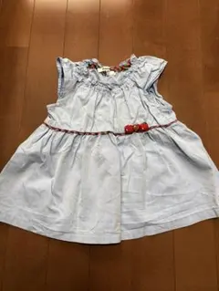 【美品】ファミリア チュニック 90cm 夏 お花 モチーフ チェック