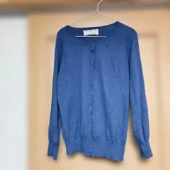 ネイビー ニットカーディガン 長袖　コットン100% 　サイズ１ーU