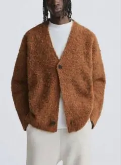 ZARA ブラッシュテクスチャー メンズ カーディガン
