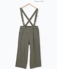 SamansaMos2新品タグ付き 裏起毛サス付パンツ カーキ